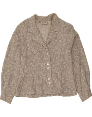 YORN Womens Shirt Blouse IT 38 XS Grey Floral Active Wear Lace Accent