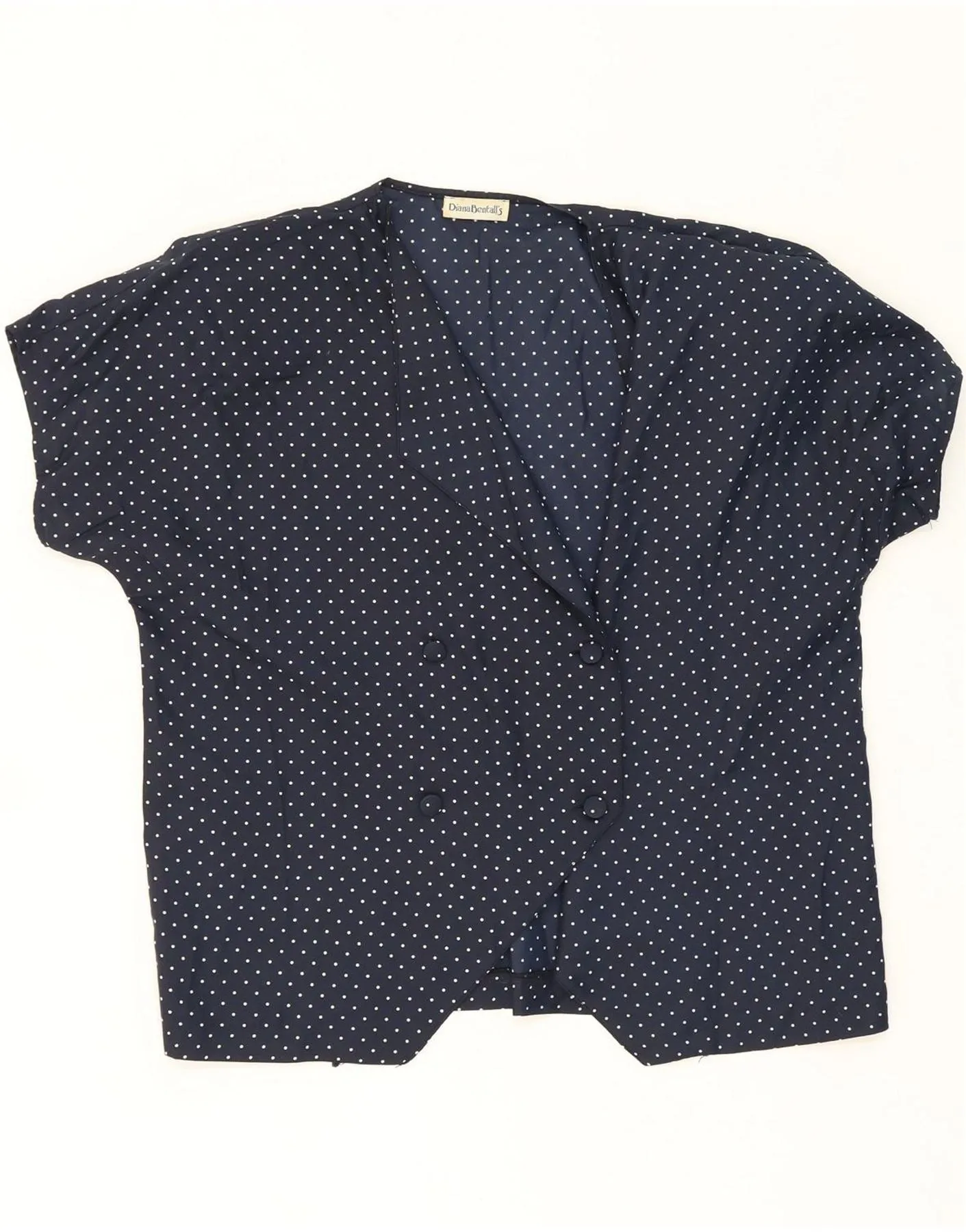 Business Meeting DIANA BENTALLS Womens Shirt Blouse UK 16 Large Navy Blue Spotted