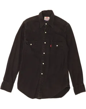 LEVI'S Womens Denim Shirt UK 14 Medium Black Cotton Hiking Gear Smooth Finish