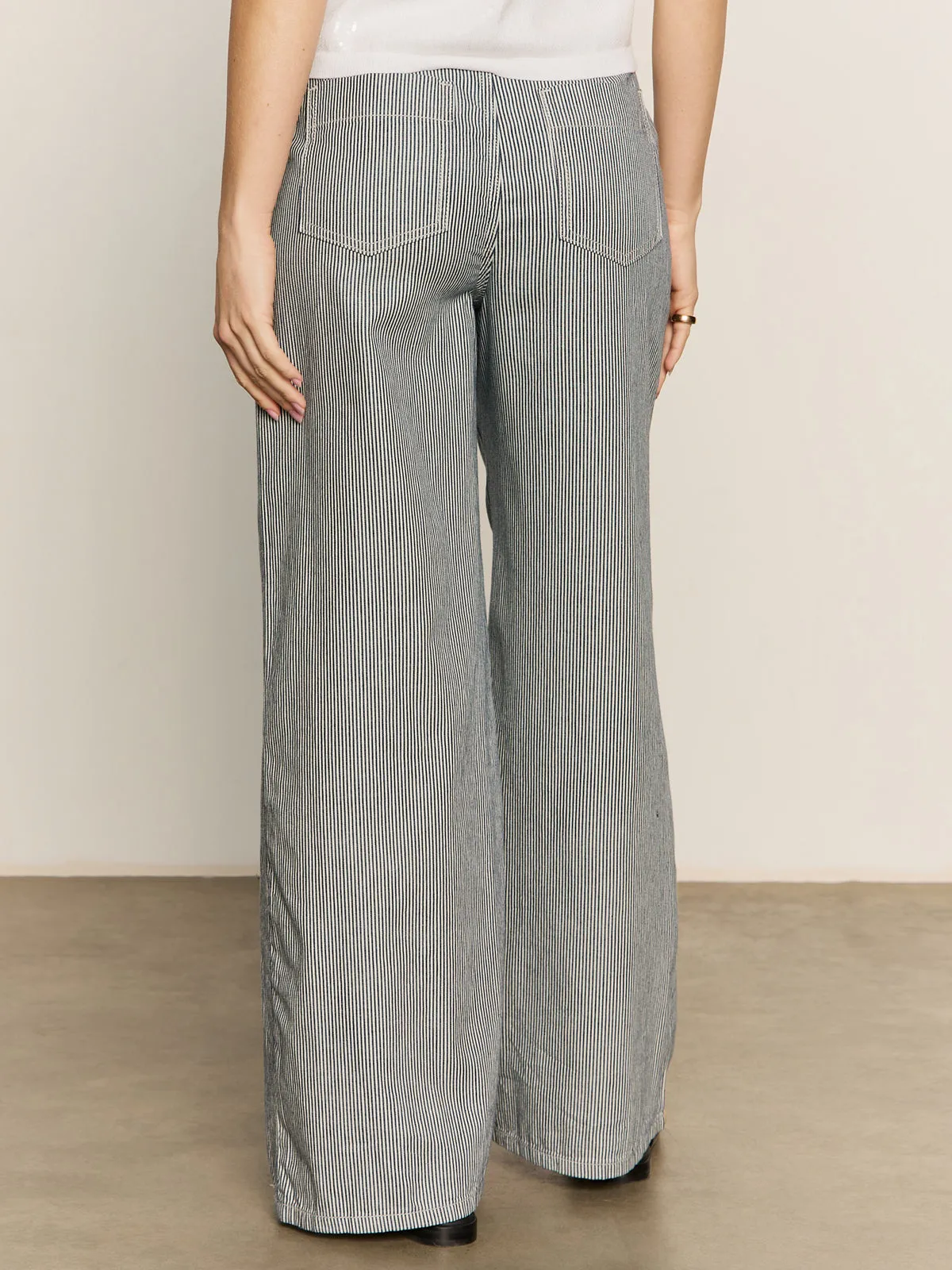 Marine Full Length Semi High Rise Pant Yacht Stripe Ripped design