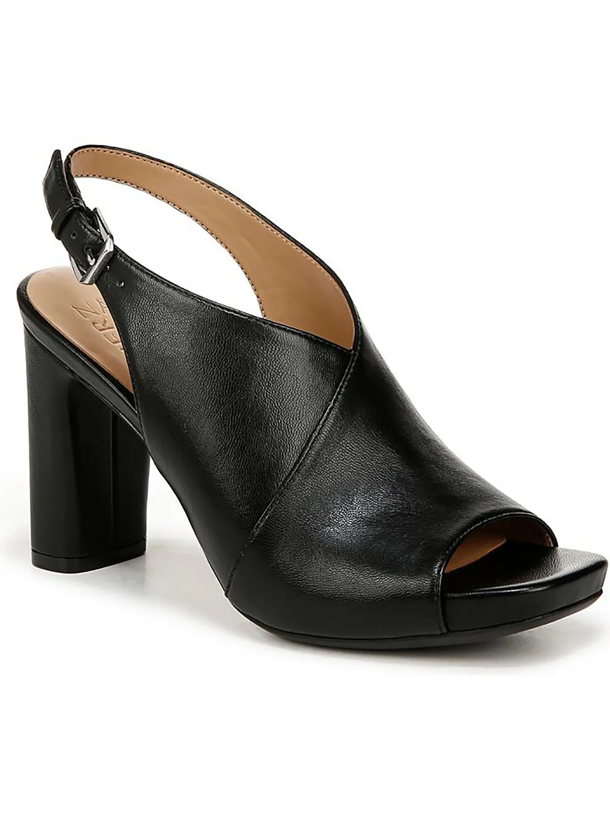 Mason Womens Faux Leather Peep-Toe Slingback Heels Laced Comfortable Padding