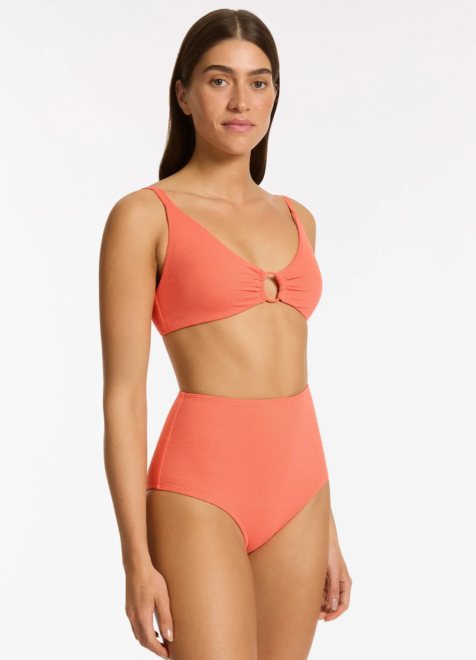 Alessia C-D Triangle Bikini Top - Guava Moisture Wicking Fibers