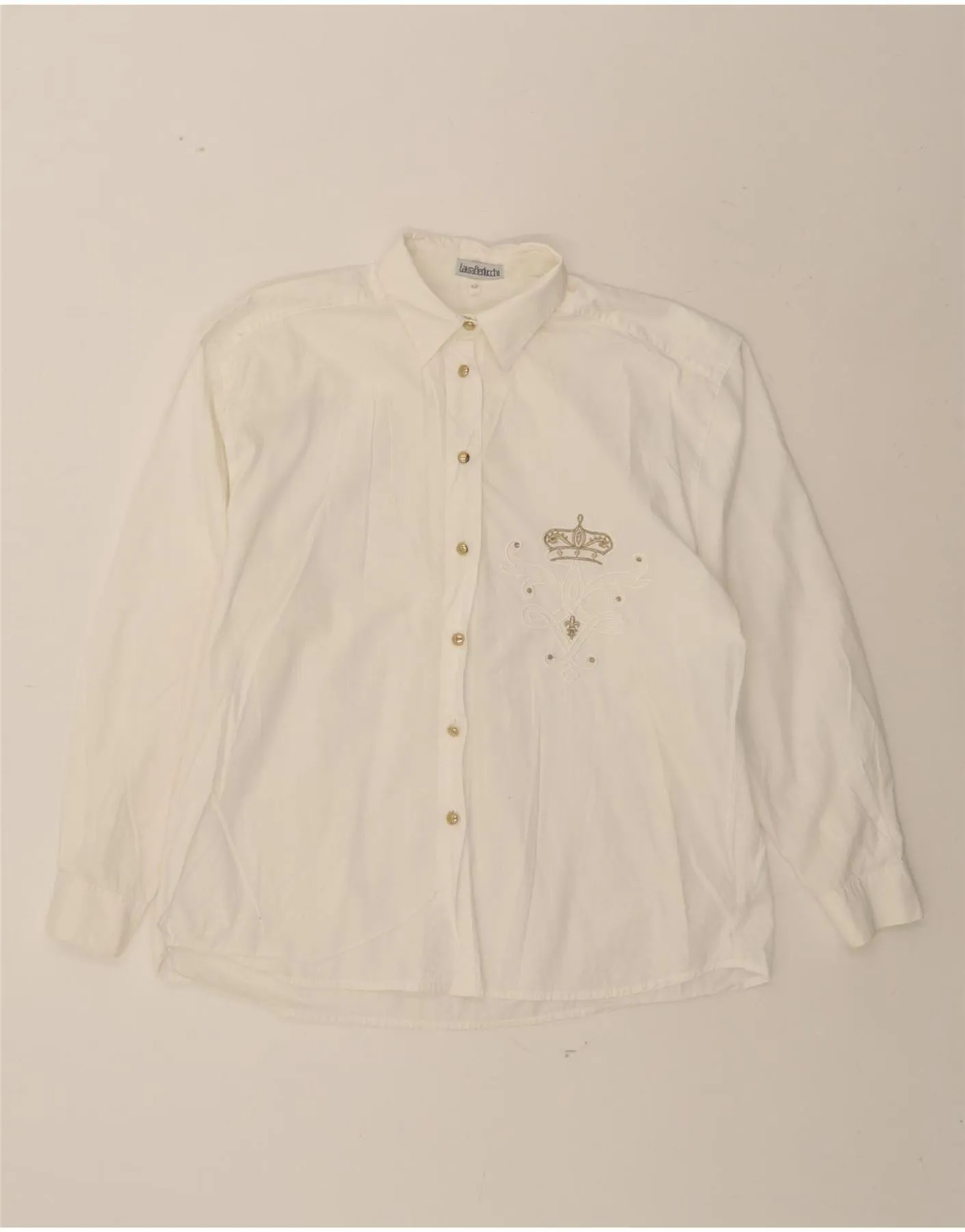 Sustainable production VINTAGE Womens Shirt EU 42 Large White Cotton