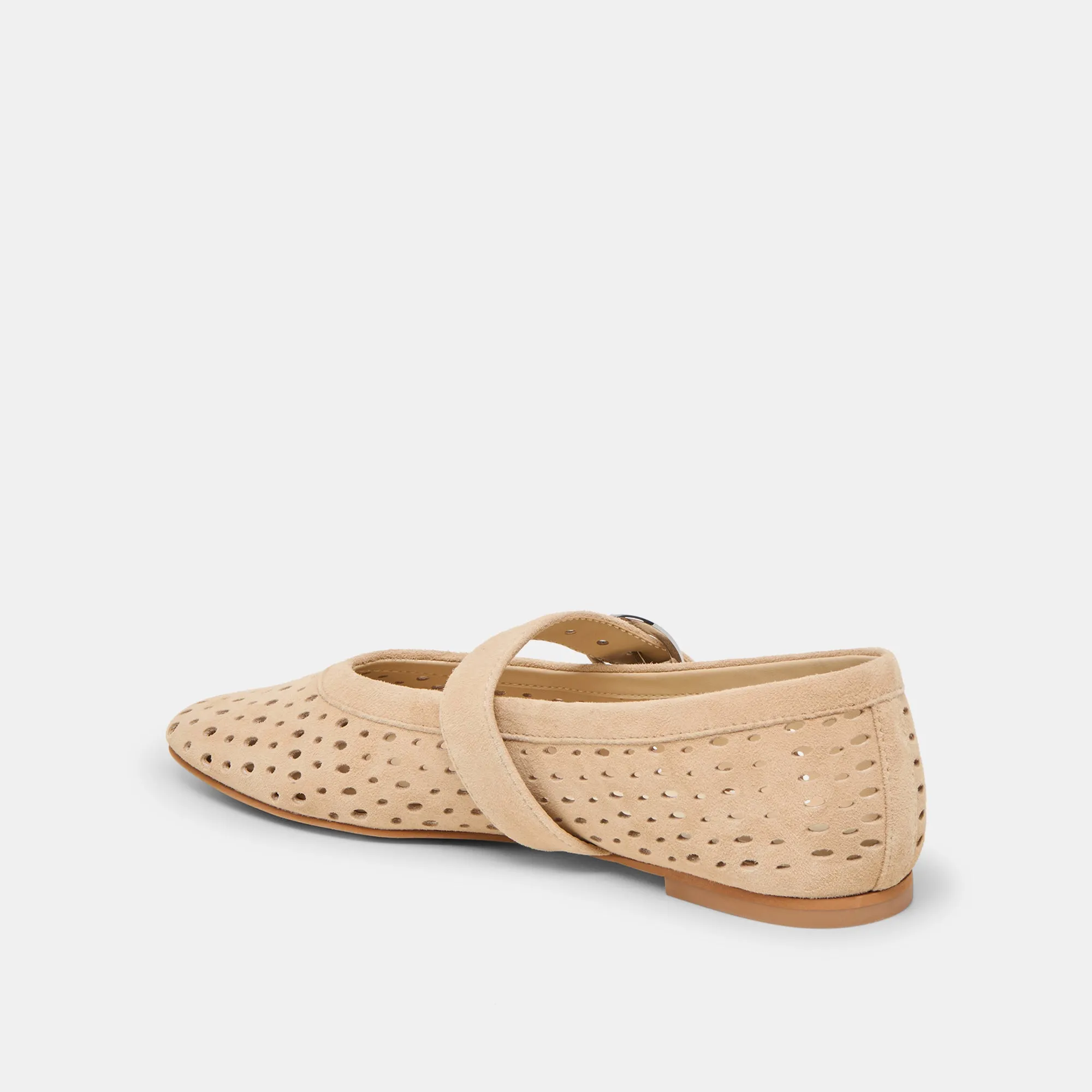 Air Cool Meet Friend MIKEL BALLET FLATS CAMEL PERFORATED SUEDE