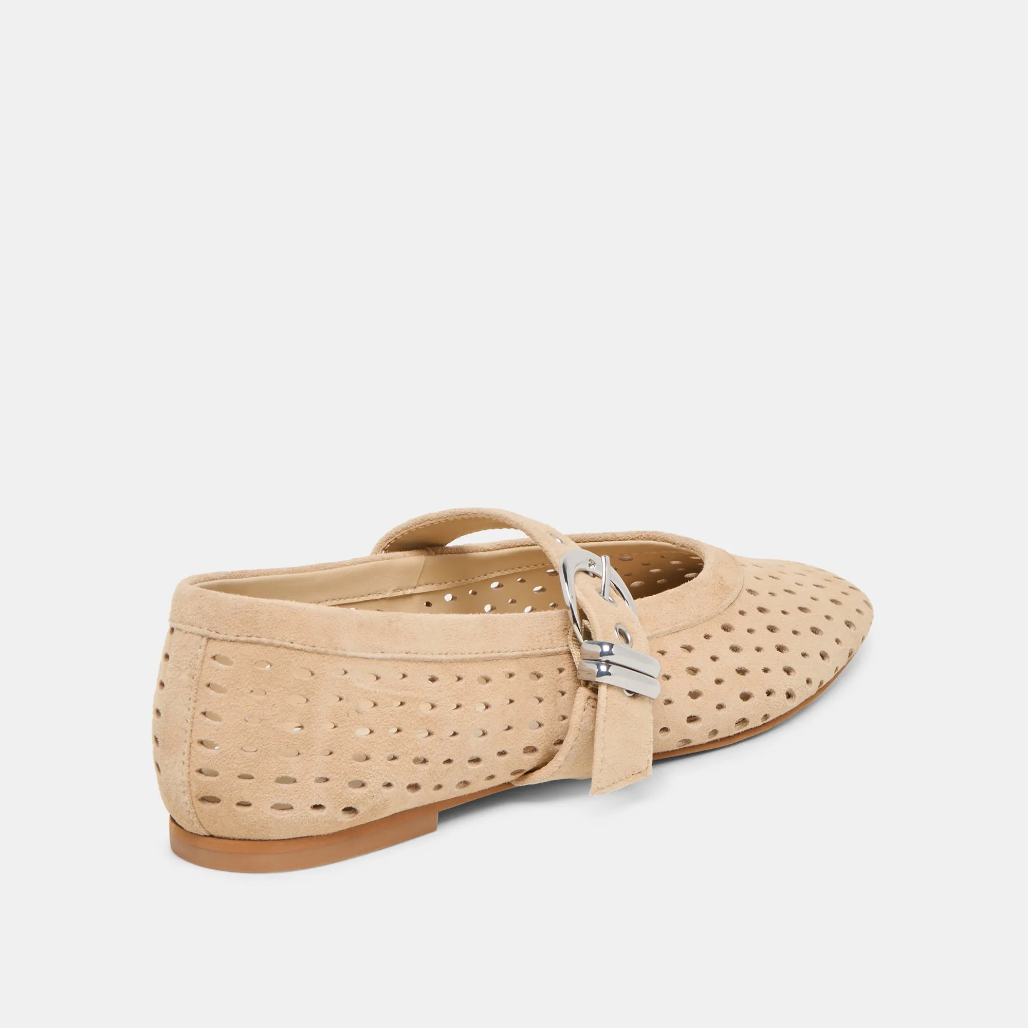 MIKEL BALLET FLATS CAMEL PERFORATED SUEDE Dinner Out