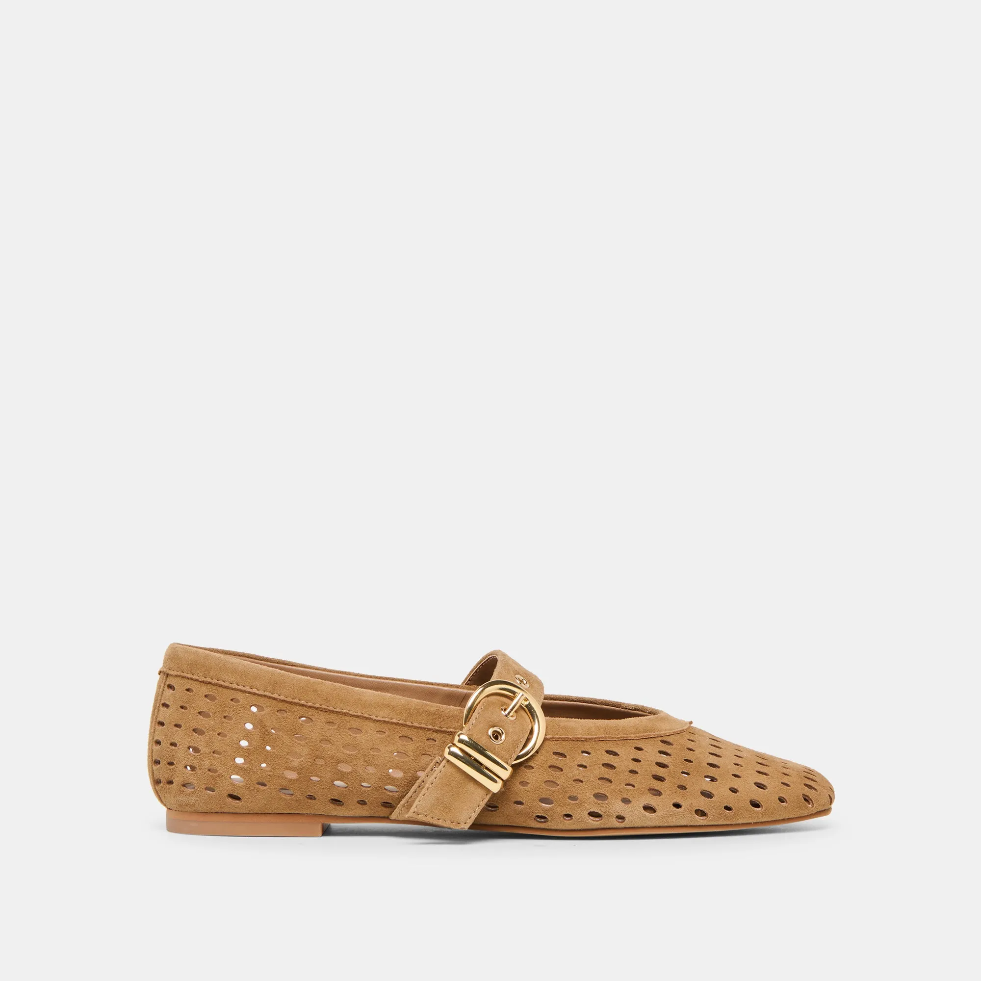 Stylish Cushion MIKEL BALLET FLATS LT BROWN PERFORATED SUEDE