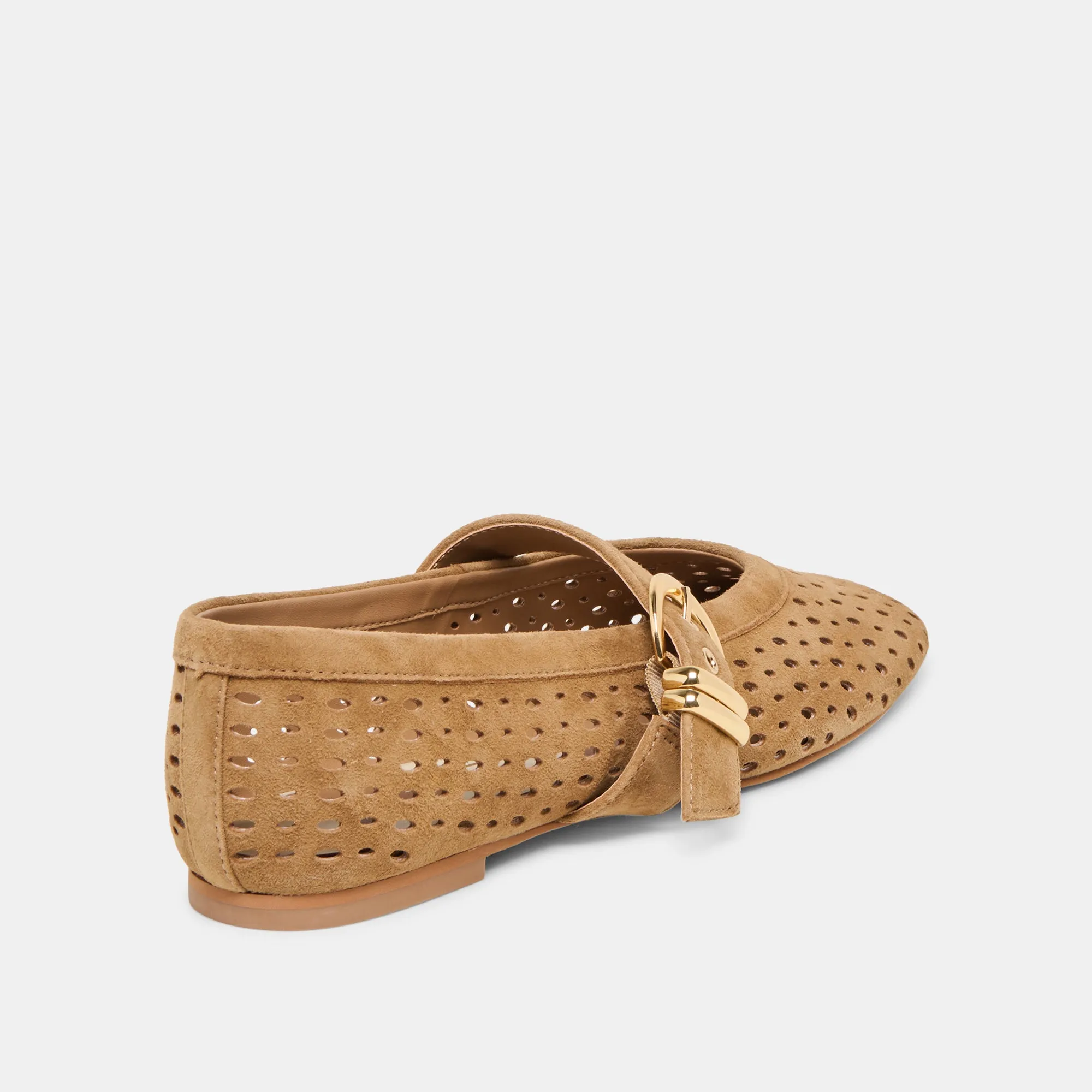 Everyday Use MIKEL BALLET FLATS LT BROWN PERFORATED SUEDE