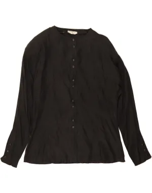 OUI Womens Shirt Blouse EU 38 Medium Black Silk Tuckable Hem Adjustable Cuffs