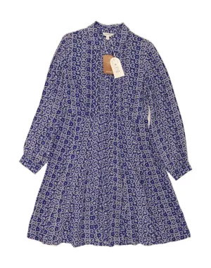 Petite Cut MONSOON Womens Shirt Dress UK 14 Medium Navy Blue Floral Viscose