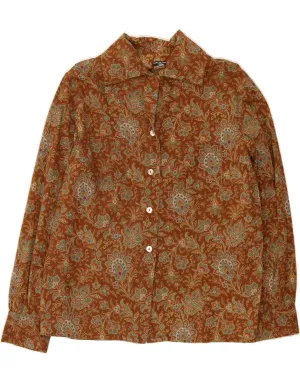 Gradient effect Warm Layers VINTAGE Womens Shirt UK 16 Large Brown Paisley Cotton