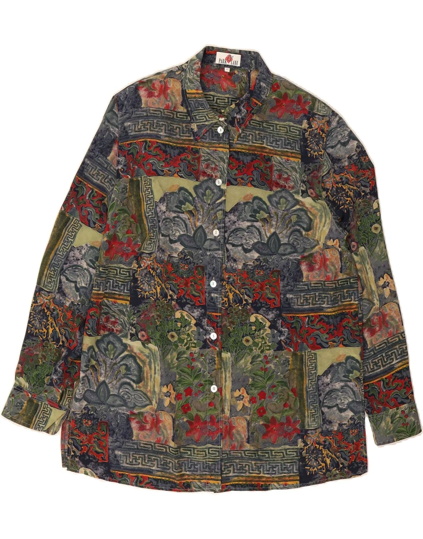 PARK LANE Womens Shirt Blouse EU 44 XL Multicoloured Floral Polyester Sustainable Weave No Bulk Layering System