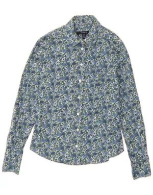 Stretch Fabric GANT Womens Shirt UK 8 Small Blue Floral Cotton
