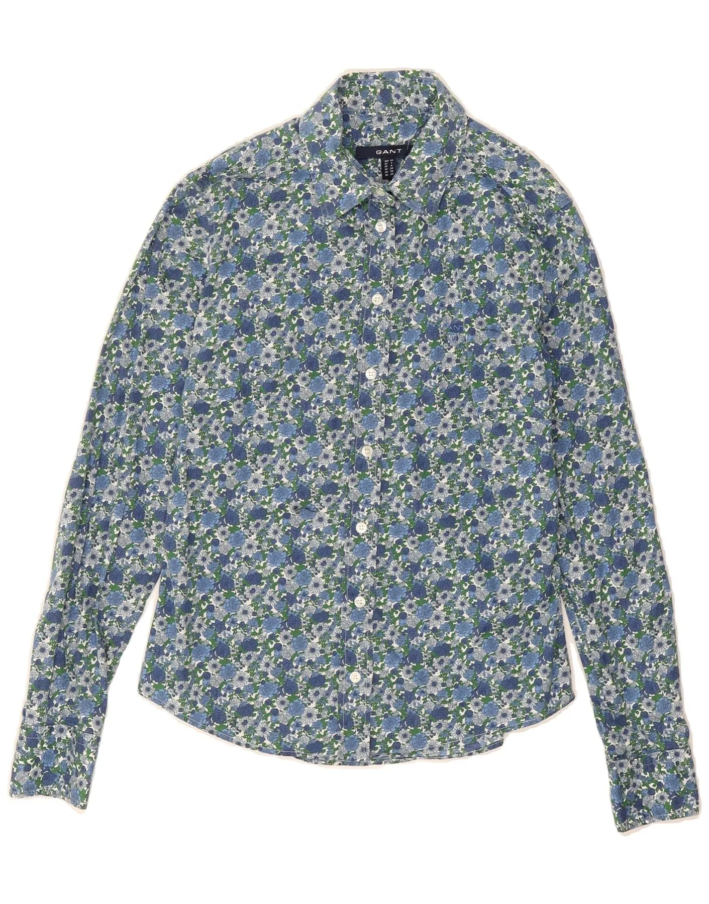 Stretch Fabric GANT Womens Shirt UK 8 Small Blue Floral Cotton