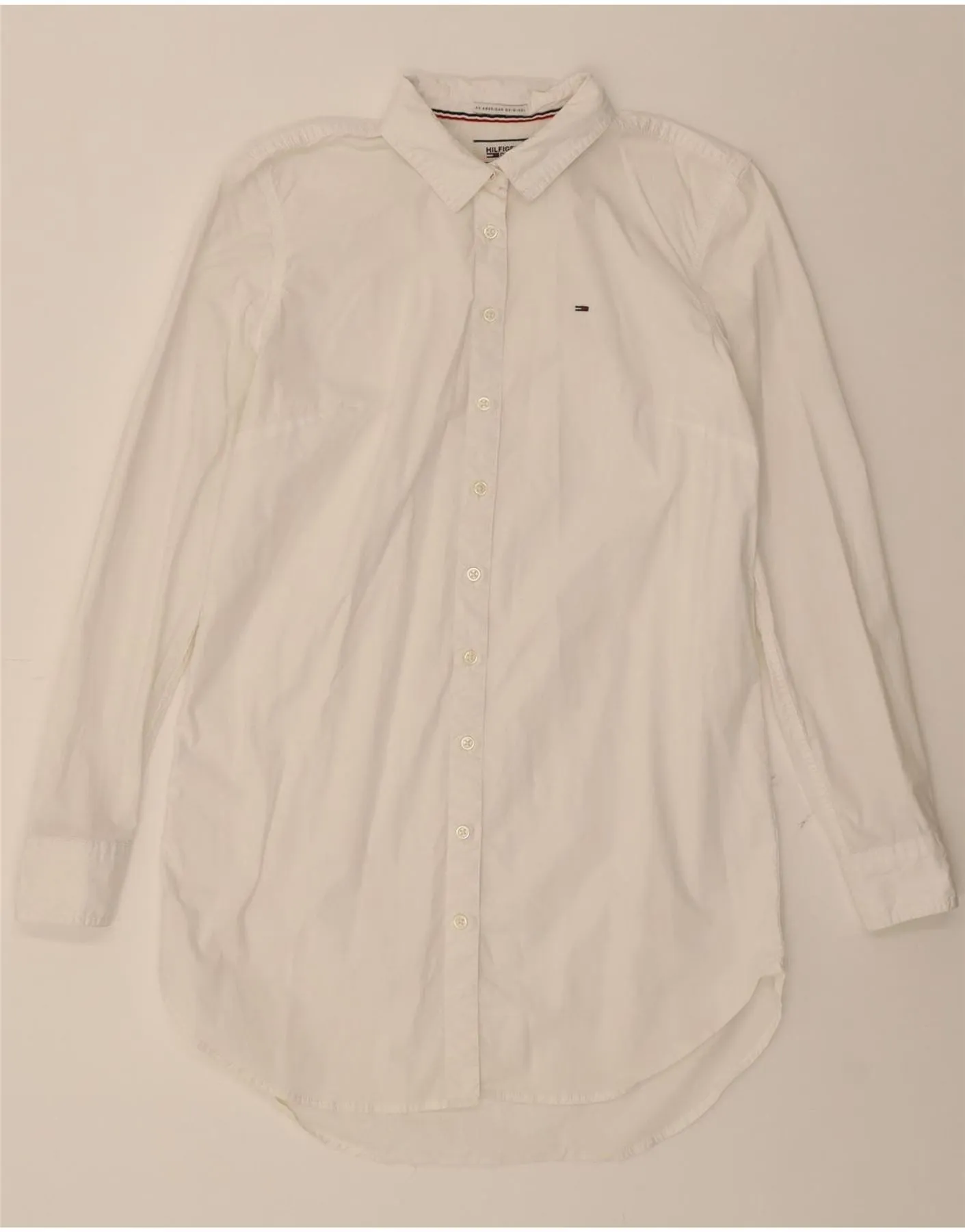 TOMMY HILFIGER Womens Shirt Dress UK 14 Medium White Soft touch finish