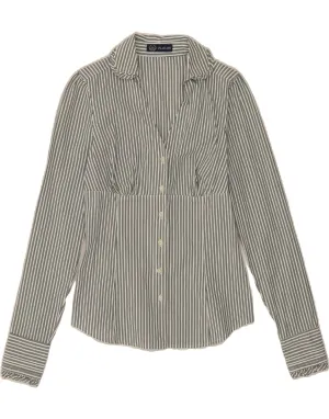 PLAYLIFE Womens Shirt UK 8 Small Green Striped Mix-And-Match Quick Dry Construction