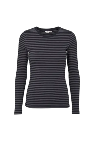 Moisture Control Fabric Multi Purpose Wear Ludmilla LS Tee - Blackened pearl / black