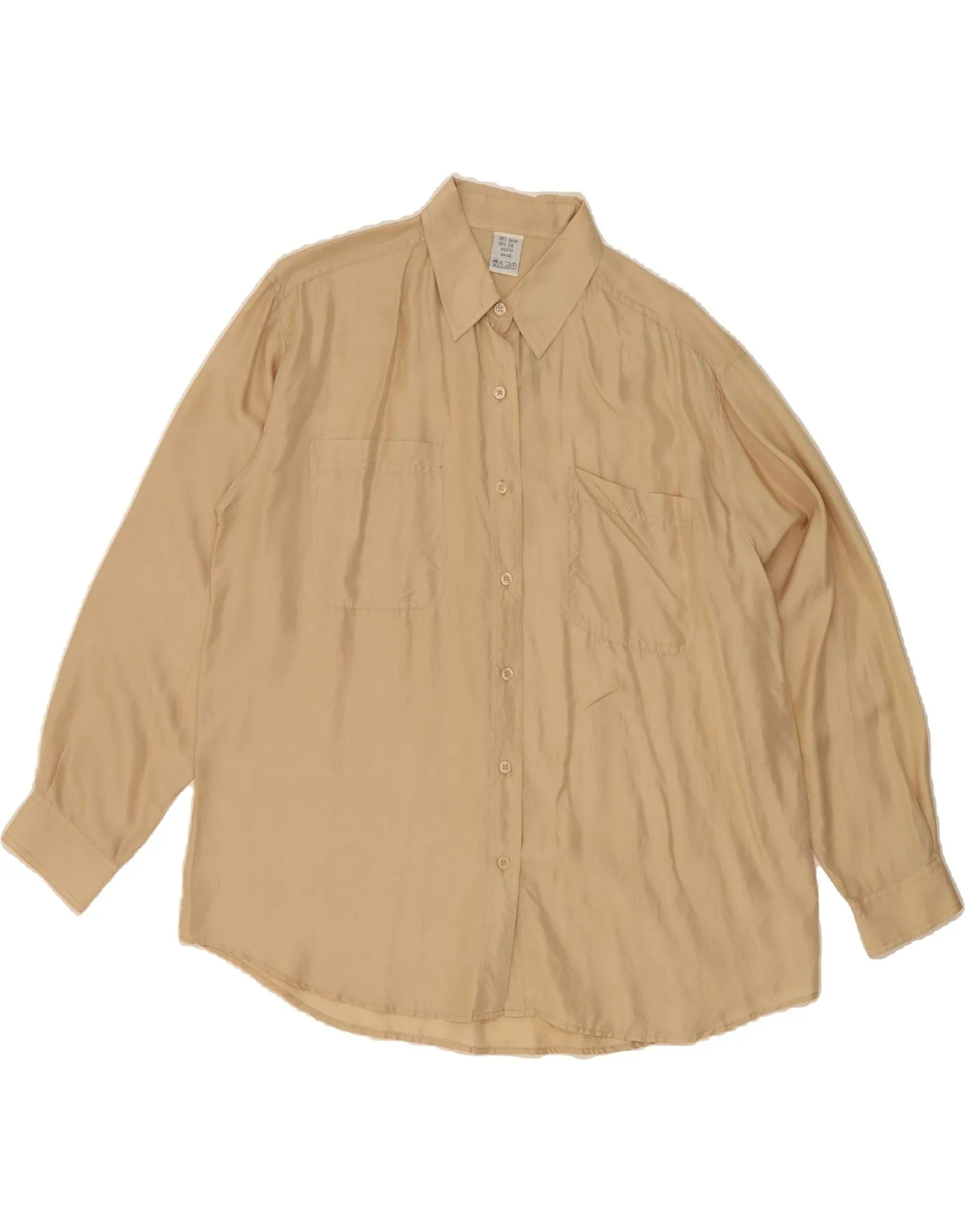 Water Repellent Finish Sporty Look VINTAGE Womens Shirt Blouse EU 44/46 XL Beige Silk