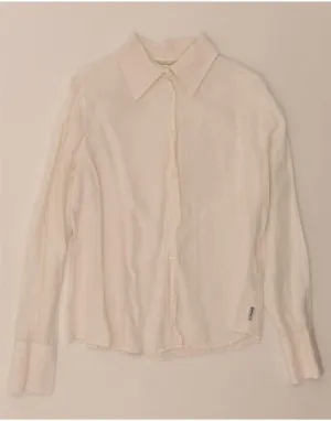 ARMANI JEANS Womens Shirt US 8 Medium White Chic Design Wrinkle Resistant