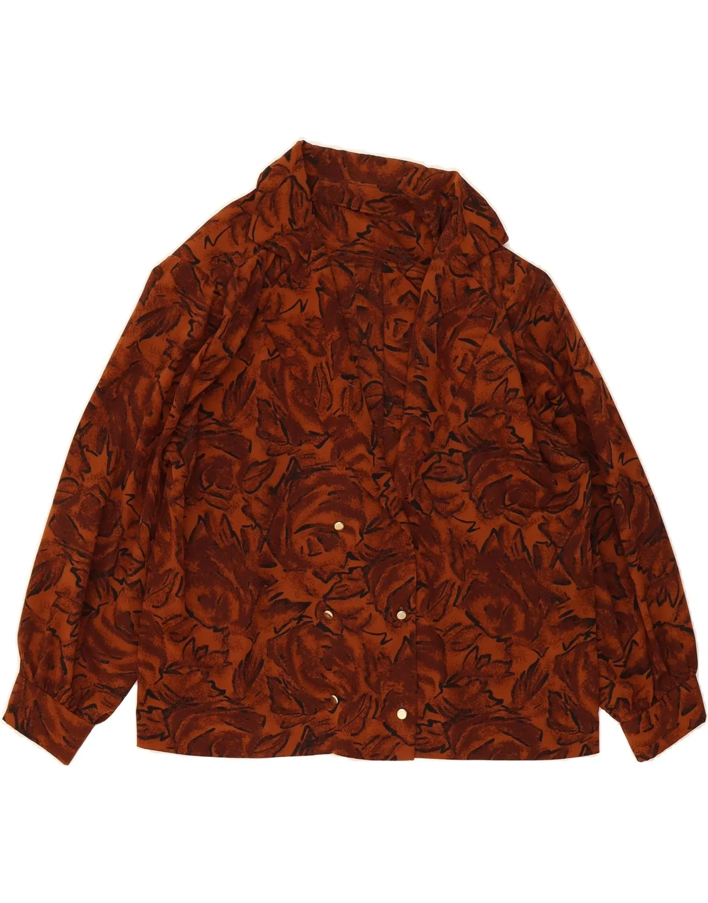 Plaid Design VINTAGE Womens Shirt Blouse UK 14 Large Brown Floral