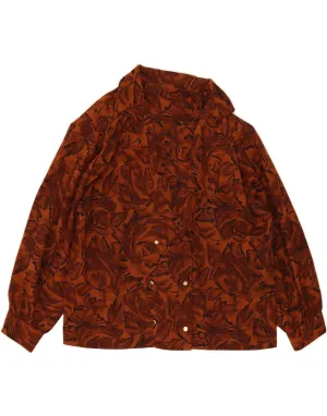 Plaid Design VINTAGE Womens Shirt Blouse UK 14 Large Brown Floral