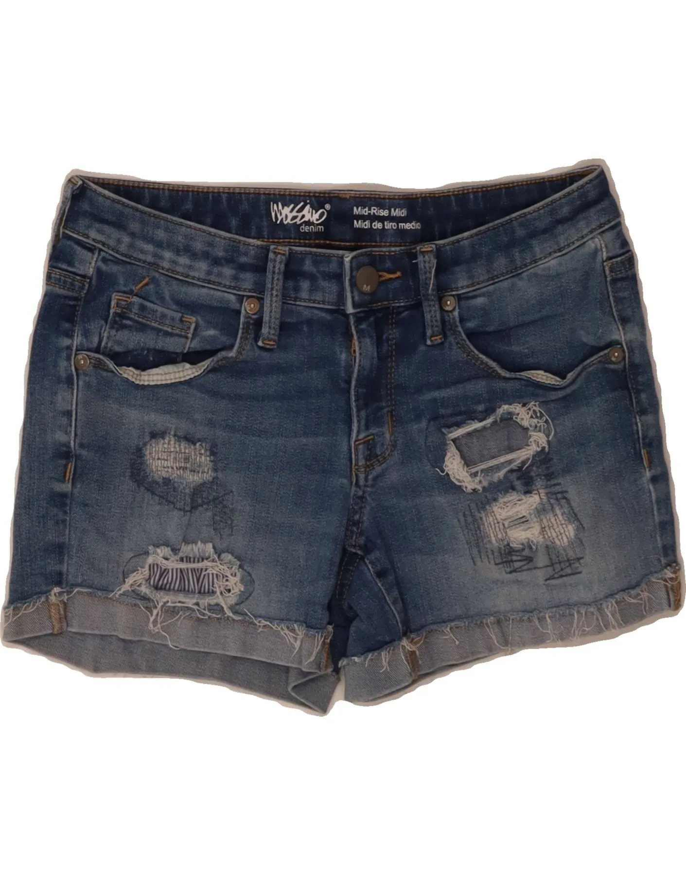 Budget Friendly MOSSIMO Womens Power Stretch Mid Rise Denim Shorts US 0 XS W25  Blue