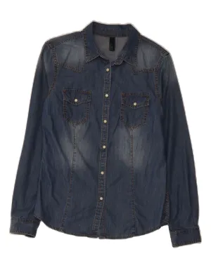 Practical Choice Resort Wear BENETTON Womens Denim Shirt UK 10 Small Blue Cotton