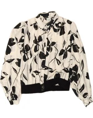 Roll-Up Sleeve CANDA Womens Shirt Blouse EU 42 Large Black Floral Polyester