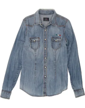 Special Occasion JEAN'S WEST Womens Denim Shirt UK 14 Medium Blue Cotton