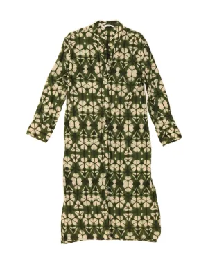 ZARA Womens Shirt Dress UK 10 Small Green Geometric Classic Appeal