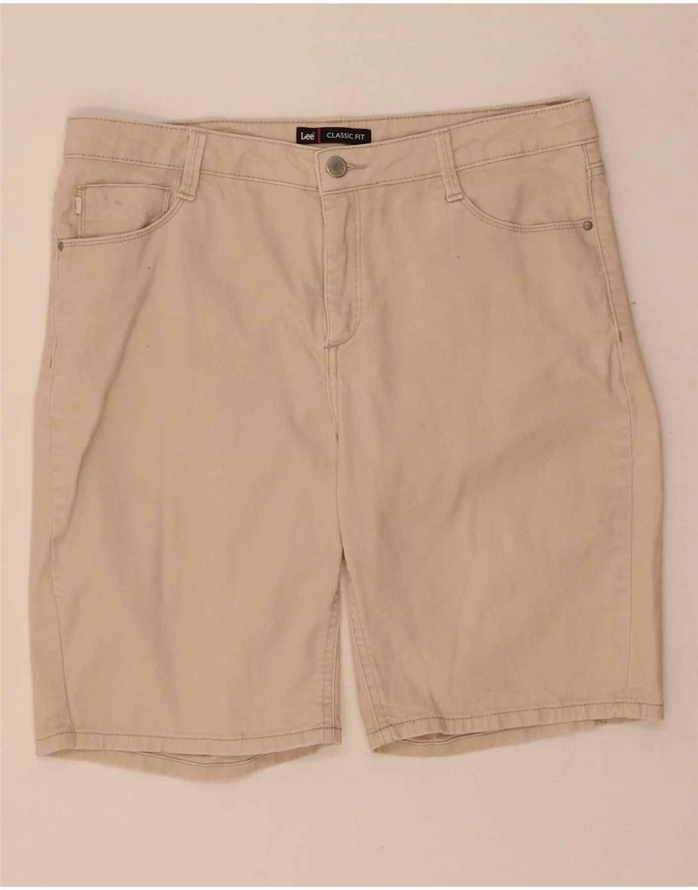 LEE Womens Classic Fit Casual Shorts W32 Large Beige Sleepwear