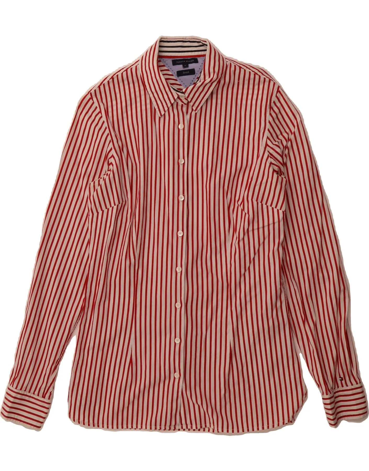 Mature appeal TOMMY HILFIGER Womens Shirt US 8 Medium Red Pinstripe Cotton