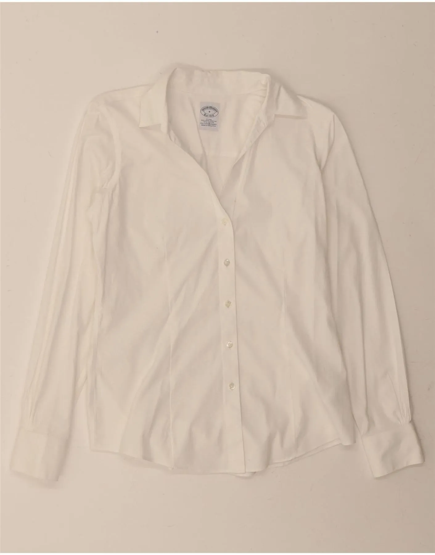 Relaxed Vibe BROOKS BROTHERS Womens Shirt US 4 Small White Cotton