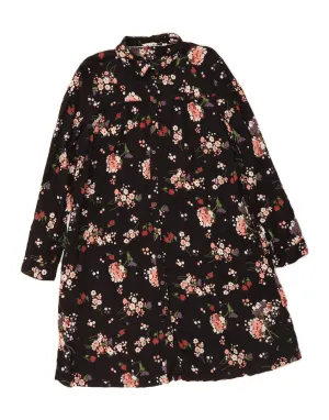 FAT FACE Womens Shirt Dress UK 14 Large  Black Floral Cotton Budget Friendly Water Repellent Finish