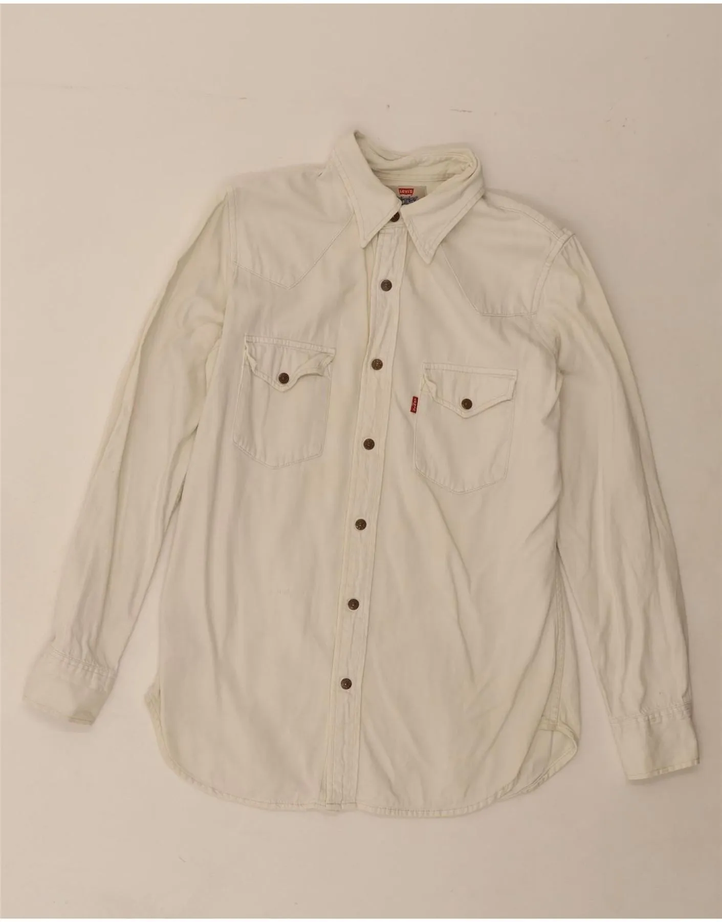 No Slip Shoulder Grip LEVI'S Womens Denim Shirt UK 14 Medium White Cotton