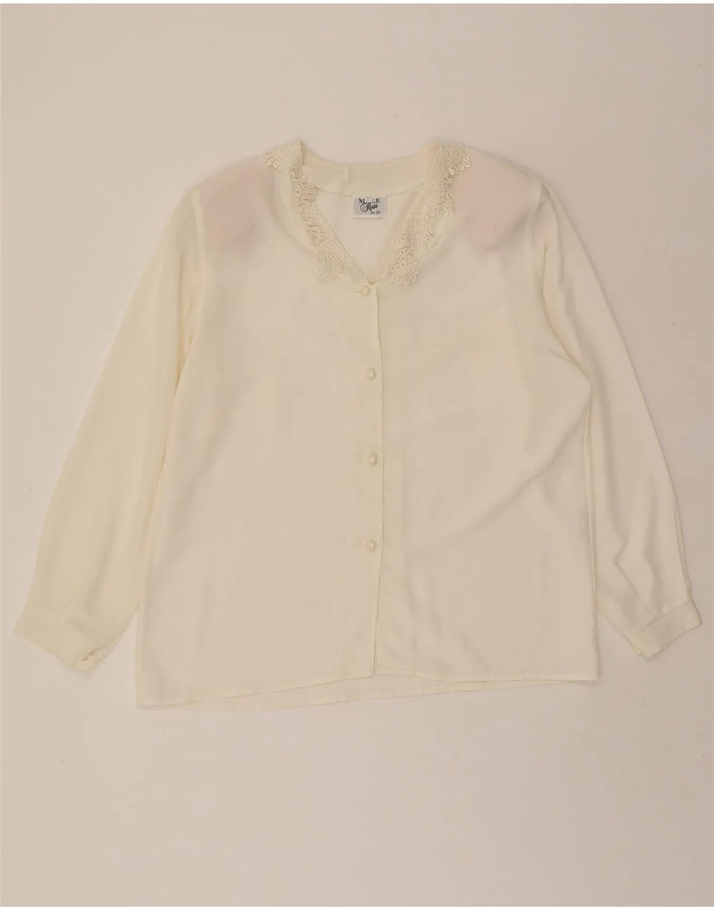 VINTAGE Womens Shirt Blouse UK 14 Medium White Silk Seasonal Wardrobe Relaxed Vibe