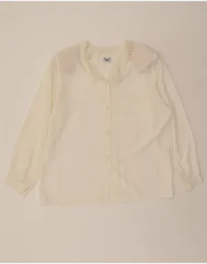 VINTAGE Womens Shirt Blouse UK 14 Medium White Silk Seasonal Wardrobe Relaxed Vibe