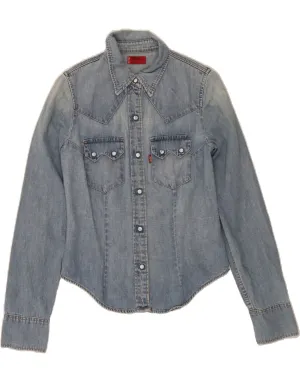 Flex Fit Collar LEVI'S Womens Denim Shirt UK 8 Small Blue Cotton
