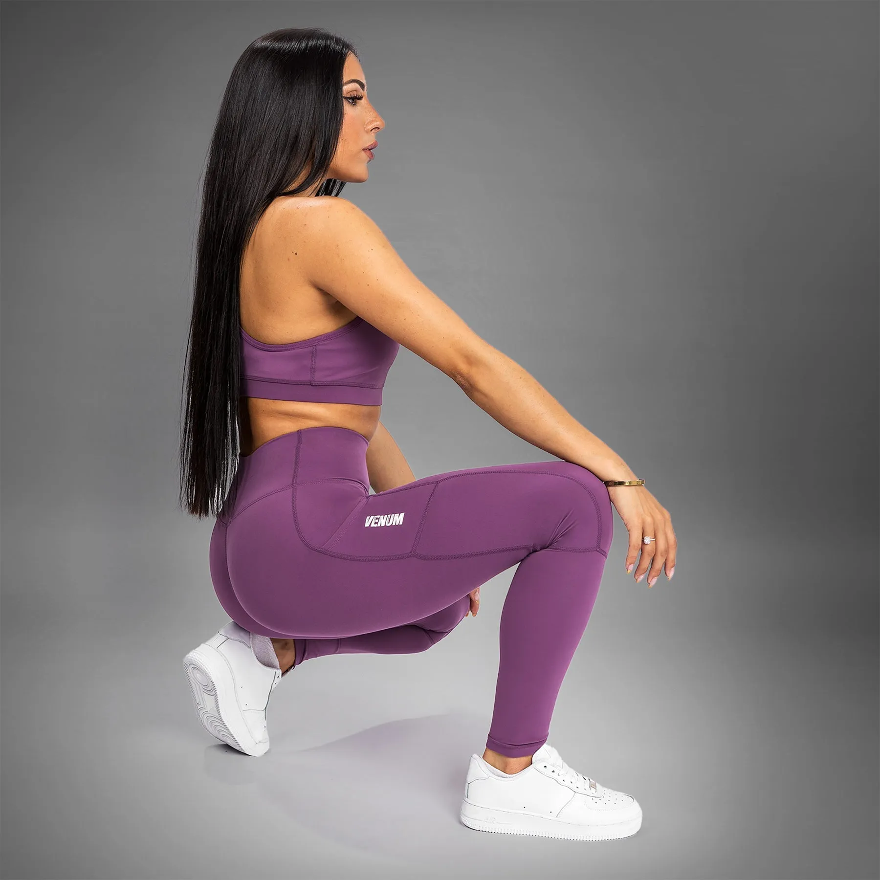 Casual Comfort Fit Elastic Comfort Venum Essential Performance Leggings - Dusky Orchid/Brushed Silver