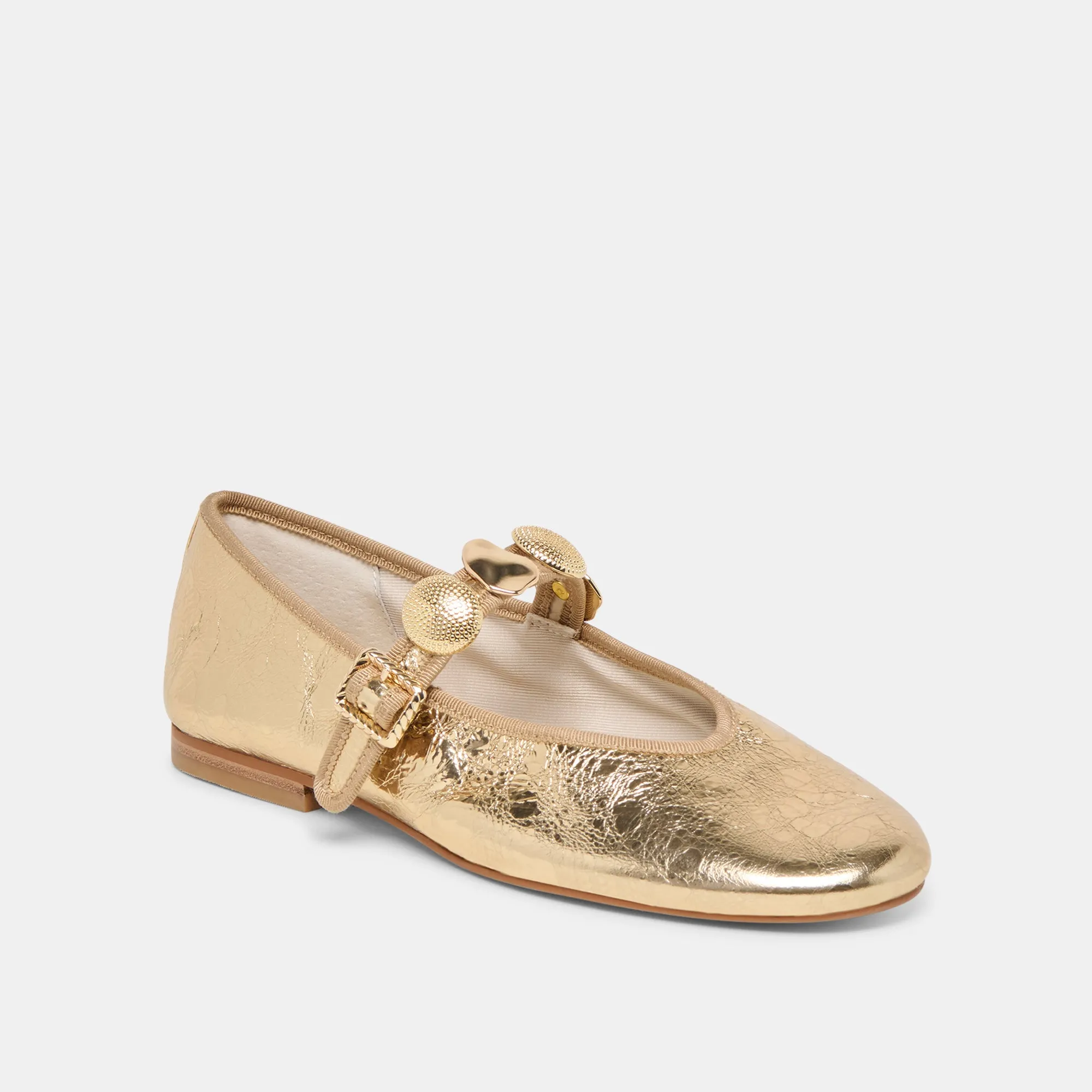 Beer Night House Shoe RELAN BALLET FLATS GOLD DISTRESSED LEATHER