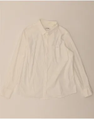 LACOSTE Womens Shirt Size 46 XL White Cotton Glossy Texture Polished Placket
