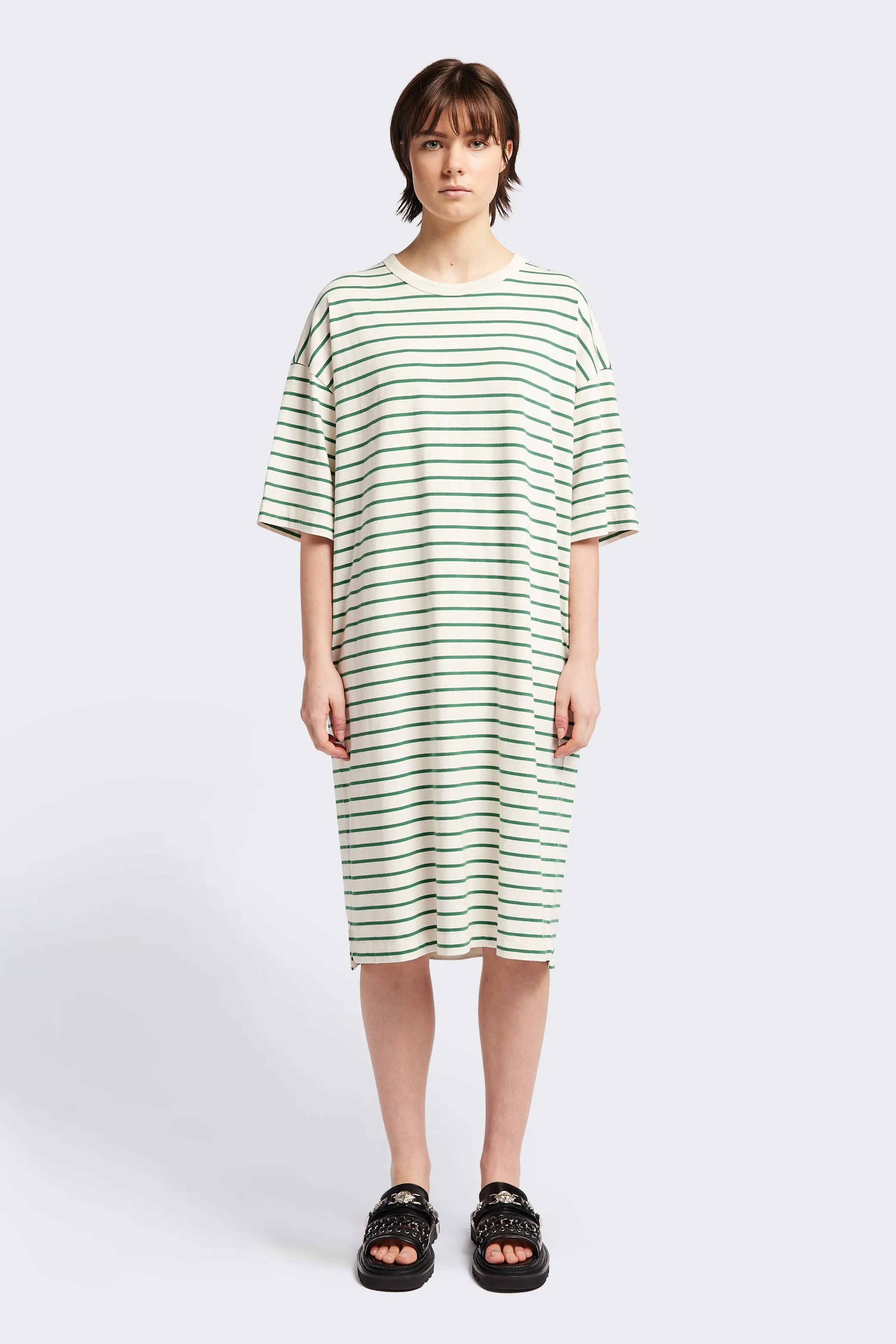 Timeless Layering Lace Detail Nadir Dress Green Stripe