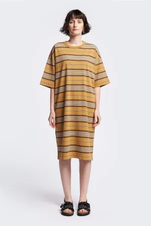 Nadir Dress Tan Stripe Effortless Wear Rooftop-Event