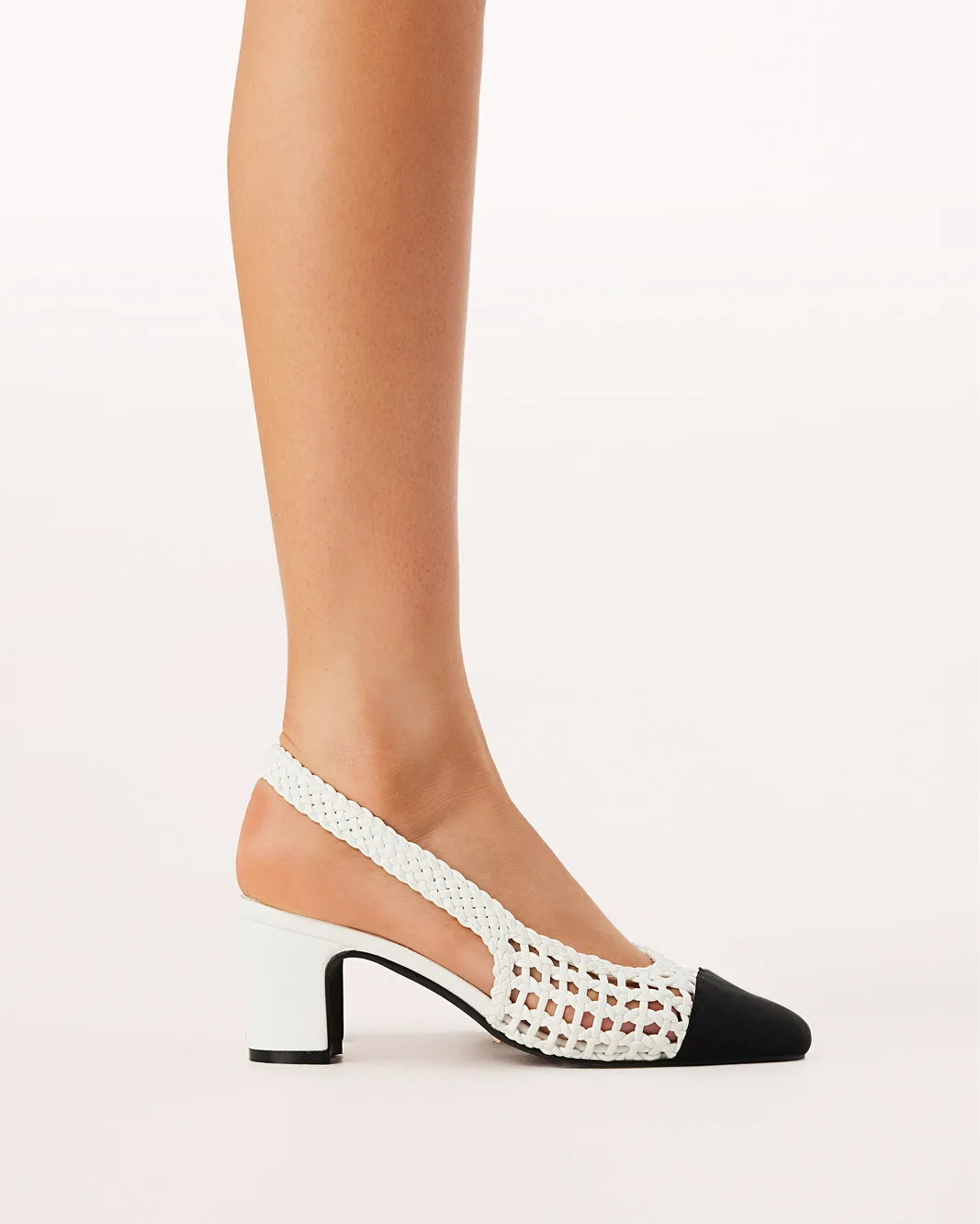 FLORIS - WHITE-BLACK GROSGRAIN Minimal Heels
