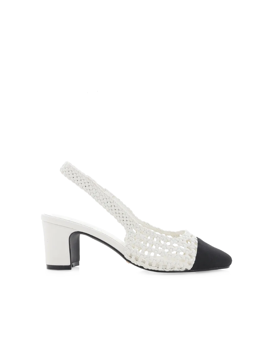 FLORIS - WHITE-BLACK GROSGRAIN Boho Chic Heels