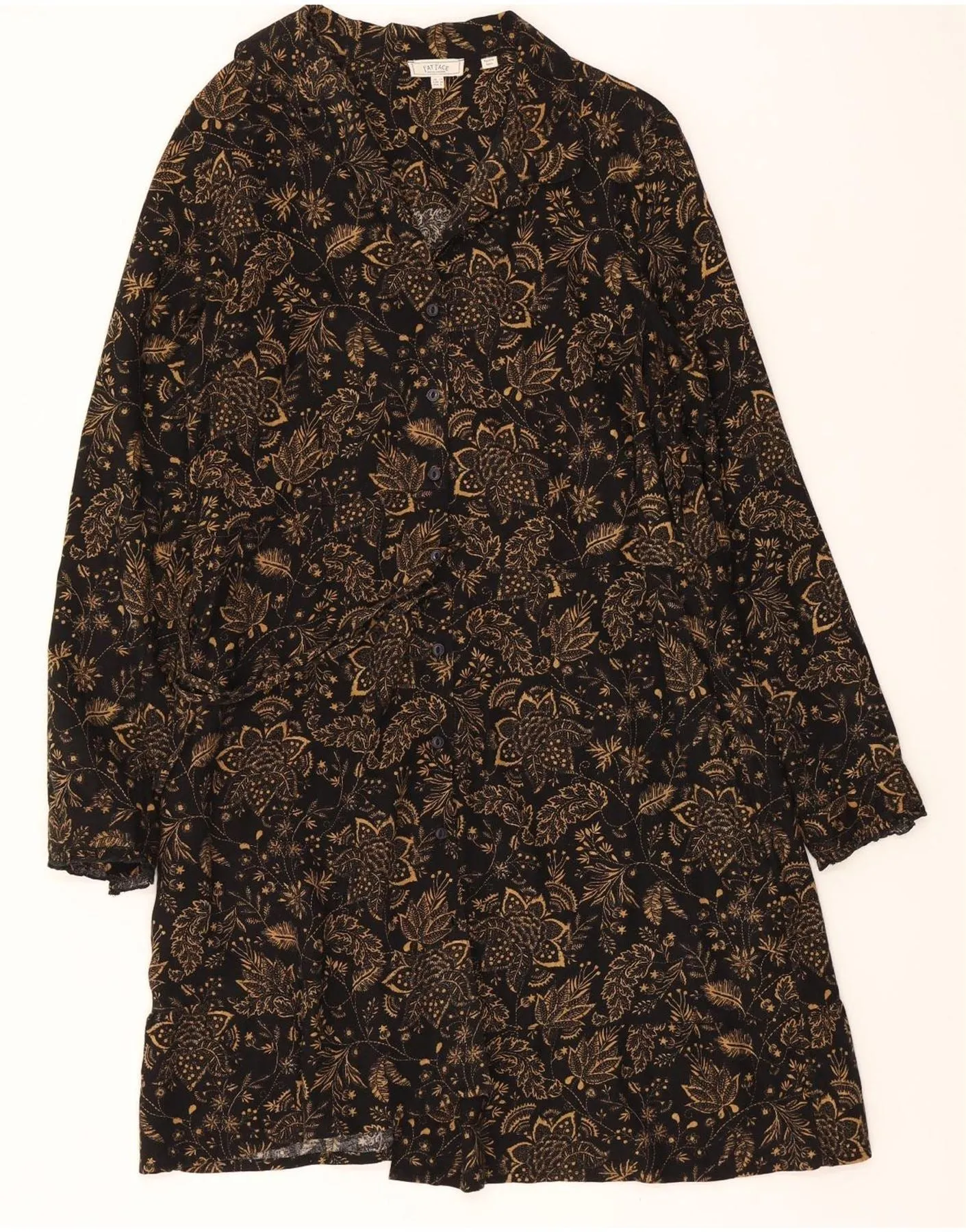 FAT FACE Womens Shirt Dress UK 12 Medium  Black Floral Cotton Pastel Shade
