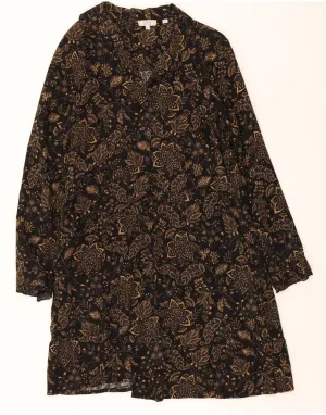 FAT FACE Womens Shirt Dress UK 12 Medium  Black Floral Cotton Pastel Shade