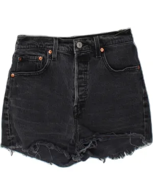 Neutral Tone LEVI'S Womens Ribcage High Waist Denim Hot Pants W28 Medium Grey Cotton