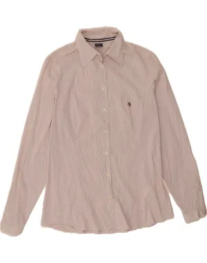 TRUSSARDI JEANS Womens Shirt UK 16 Large Red Pinstripe Cotton Contemporary Design High-End Fabric