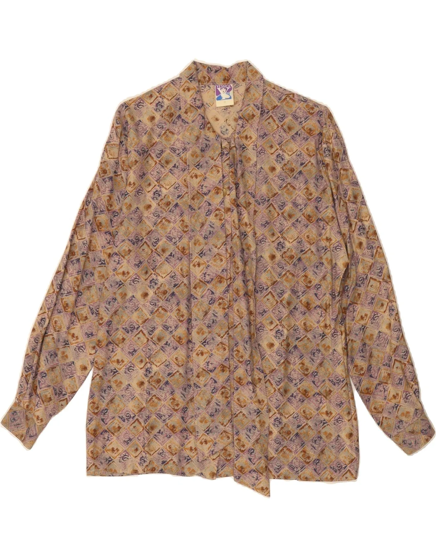 Athleisure Wear YESSICA Womens Shirt Blouse EU 38 Medium Brown Geometric Viscose