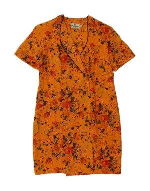 RENATO BALESTRA Womens Shirt Dress IT 48 XL Orange Floral Summer Fashion